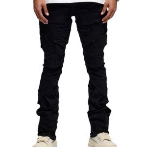 Valabasas‎ Alpha Stacked Flare Bootcut Cargo Utility Distressed Jean Black 30